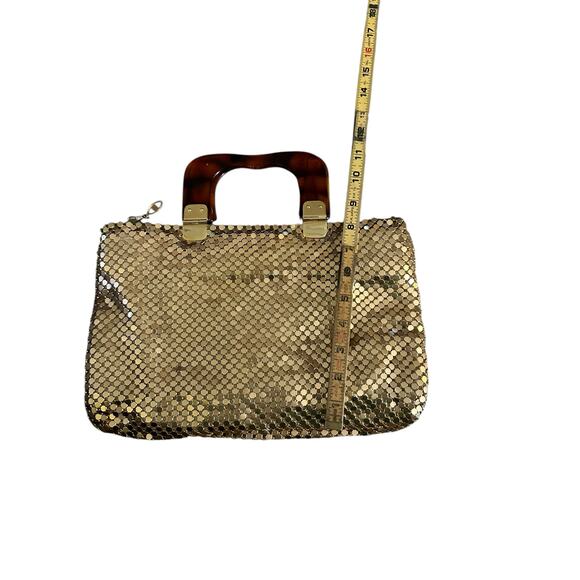 Vintage Women's‎ Gold mesh Sequins Detachable Strap Dual Top Crossbody Handbag - Picture 7 of 7